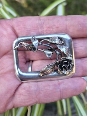 Vintage Danecraft Retro 1940s Sterling Silver Rose Brooch